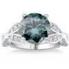 Pompeii3 3 1/4ct Tw Blue & White Vintage Diamond Engagement Ring Lab Grown 10k White Gold In White