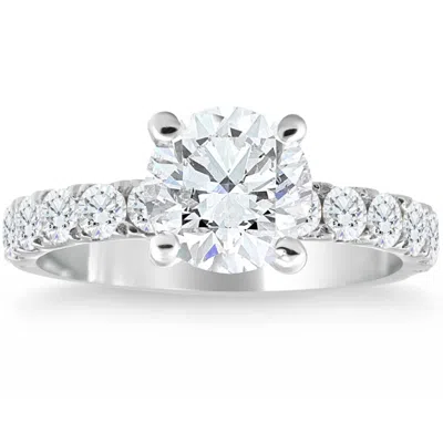 Pompeii3 3 1/4ct Tw Round Diamond Engagement Ring 14k White Gold Lab Grown In Silver