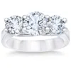 Pompeii3 3 1/4ct Tw Round Diamond Three Stone Engagement Ring 14k White Gold Lab Grown In White