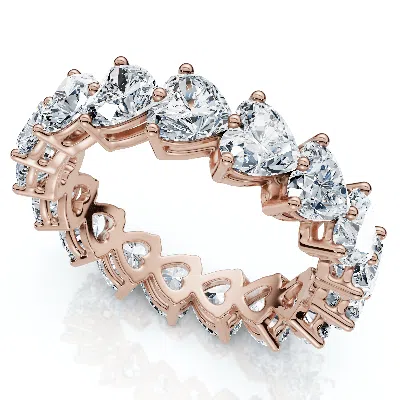 Pompeii3 3 3/4ct Heart Shape Diamond Eternity Wedding Ring 14k Gold Or Platinum Lab Grown In Pink