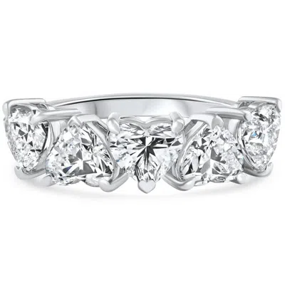 Pompeii3 3 3/4ct Heart Shape Diamond Five Stone Wedding Ring 14k Gold Lab Grown In Purple