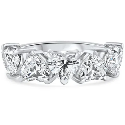Pompeii3 3 3/4ct Heart Shape Diamond Five Stone Wedding Ring 14k Gold Lab Grown In Multi