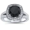 Pompeii3 3 5/8 Ct Black Diamond Halo Split Shank Engagement Ring 14k White Gold In Black