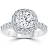 Pompeii3 3 5/8ct Round Diamond Double Halo Engagement Ring 14k White Gold In Multi