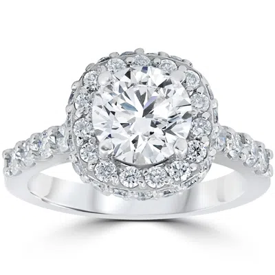 Pompeii3 3 5/8ct Round Diamond Double Halo Engagement Ring 14k White Gold In Multi