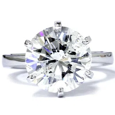 Pompeii3 3 Carat Round Cut Enhanced Diamond Engagement Wedding Solitaire 14k White Gold In Silver
