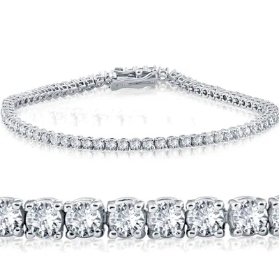 Pompeii3 3 Carat Round Cut Lab Grown Diamond Tennis Bracelet In 14k White Gold 7" In Metallic