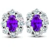 Pompeii3 3 Ct Amethyst & Diamond Halo Studs 14k White Gold In Multi