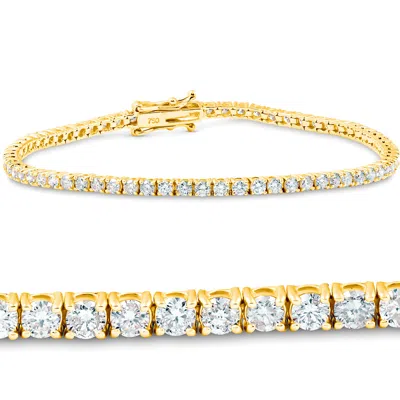 Pompeii3 3 Ct. Diamond 18k Yellow Gold Round Cut Tennis Bracelet 7" In Multi