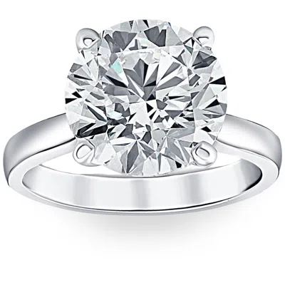 Pompeii3 3 Ct Diamond Solitaire Lab Grown Engagement Ring In 14k White Gold In Silver