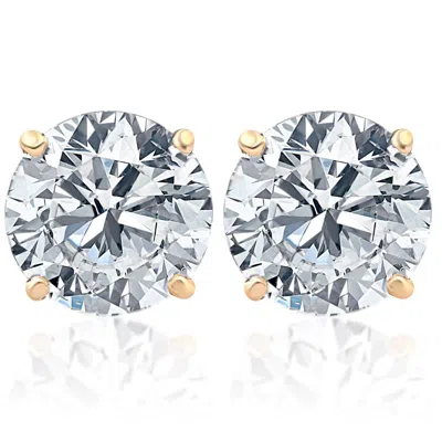 Pompeii3 3 Ct Diamond Studs 14k Yellow Gold In Silver