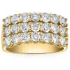 Pompeii3 3 Ct Diamond Three Row Women's Wedding Anniversary Ring In White Or Yellow Gold In Multi