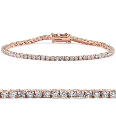 Pompeii3 3 Ct Lab Grown Diamond Tennis Bracelet 7" 14k Rose Gold In Neutral