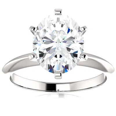 Pompeii3 3 Ct Oval Moissanite Solitaire Engagement Ring 14k White Gold In Transparent