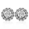Pompeii3 3 Ct Round Halo Diamond Studs 14k White Gold Enhanced 11.5mm In White