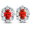 Pompeii3 3 Ct Ruby & Diamond Halo Studs 14k White Gold In Multi