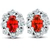 Pompeii3 3 Ct Ruby & Diamond Halo Studs 14k White Gold In Purple