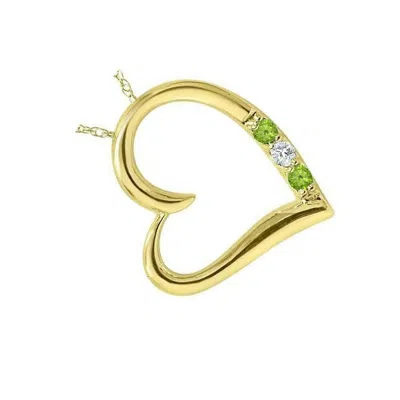 Pompeii3 3-stone Heart Diamond & Gemstone Pendant 14k White Gold In Green