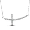 Pompeii3 .30 Ct Diamond Sideways Cross Pendant 14k White Gold & 18" Chain 1 1/4" Wide In Multi