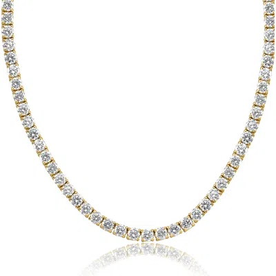 Pompeii3 30 Ct Diamond Tennis Necklace 14k Yellow Gold 15" Lab Grown In Silver