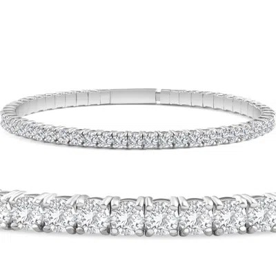 Pompeii3 3.00-7 1/2ct Tw Flexible Diamond Bangle Tennis Bracelet Lab Grown 14k Gold In Transparent