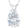 Pompeii3 3.03ct Pear Shape Solitaire Diamond Necklace Pendant Lab Grown Certifed 14k Gold In Silver