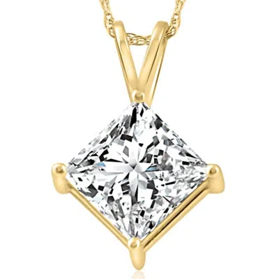 Pompeii3 3.19ct Certified Princess Cut Diamond Pendant 14k Yellow Gold Lab Grown In Multi