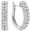 Pompeii3 3.24ct Double Row Diamond Hoops 14k White Gold Lab Grown Women's Earrings 1" In White
