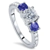 Pompeii3 3.25ct Cushion Diamond & Treated Blue Sapphire Engagement Ring 14k Enhanced In Multi