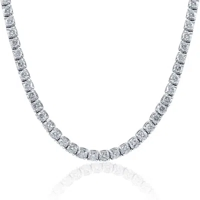 Pompeii3 33 Ct Round-cut Diamond Tennis Necklace 14k White Gold 18" In Multi
