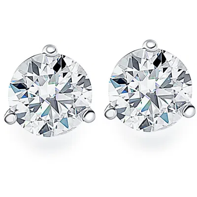 Pompeii3 .33ct Round Brilliant Cut Natural Diamond Stud Earrings In 14k Gold Martini Setting In Silver