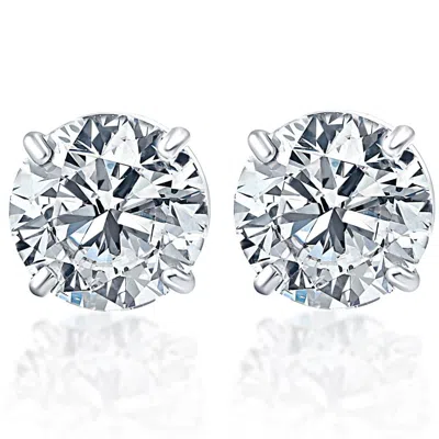 Pompeii3 .33ct Round Brilliant Cut Natural Quality Vs2-si1 Diamond Stud Earrings In 14k Gold Basket Setting In Metallic
