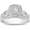 Pompeii3 3/4 Ct Diamond Cushion Halo Engagement Ring 14k White Gold In Multi