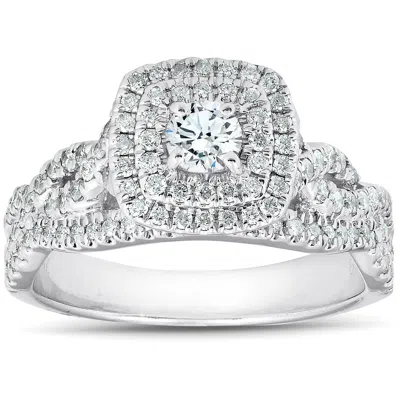 Pompeii3 3/4 Ct Diamond Cushion Halo Engagement Ring 14k White Gold In Multi