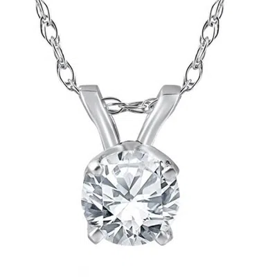 Pompeii3 3/4 Ct Diamond Solitaire Pendant 14k White Gold Certified In Silver