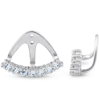 Pompeii3 3/4 Ct Diamond Stud Earring Jackets 14k White Gold (up To 8mm) In Multi
