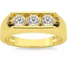 Pompeii3 3/4 Ct Diamond Three Stone Mens Wedding 3 Round Jewelry Ring 10k Yellow Gold In Multi
