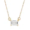 Pompeii3 3/4 Ct Emerald Cut Sideways Lab Grown Diamond Pendant 14k Gold Necklace In Gold