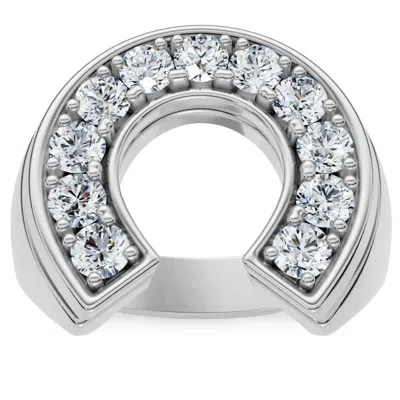 Pompeii3 Men's 3/4ct Diamond Horseshoe Lucky Pinky Ring Gold Lab Grown In Metallic