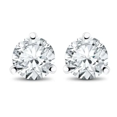 Pompeii3 3/4 Ct Tdw Diamond 3-prong Martni Studs In Silver