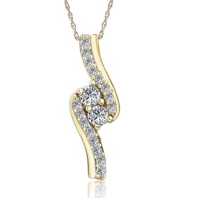 Pompeii3 3/4 Ct Tdw Diamond Forever Us Two Stone Pendant Necklace In White Or Yellow Gold In Multi