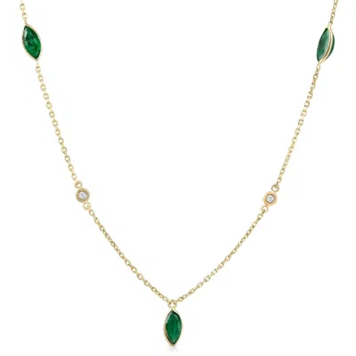 Pompeii3 3/4 Ct Tdw Marquise Emerald & Diamond By The Yard 18" Necklace In Multi