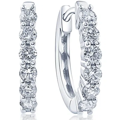 Pompeii3 3/4 Ct Tw Diamond Hoops Women's Earrings In White Or Yellow Gold 15mm Tall In Metallic