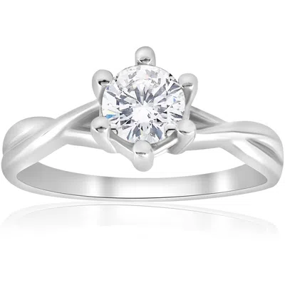 Pompeii3 3/4 Ct Twist Solitaire Diamond Engagement Ring 14k White Gold In Multi