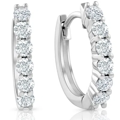 Pompeii3 3/4 Cttw Lab Grown Diamond Hoops In White Or Yellow Gold 1/2" Tall In Multi