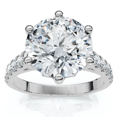 Pompeii3 3.40ct Round Diamond Engagement Ring Lab Grown In White Or Yellow Gold In Metallic