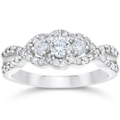 Pompeii3 3/4ct 3-stone Diamond Infinity Engagement Ring 10k White Gold In Multi
