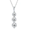 Pompeii3 3/4ct 3 Stone Diamond Pendant 14k White Gold In Multi