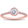 Pompeii3 3/4ct Charlotte Diamond Engagement Ring 14k Rose Gold Lab Created Bezel Round In Silver