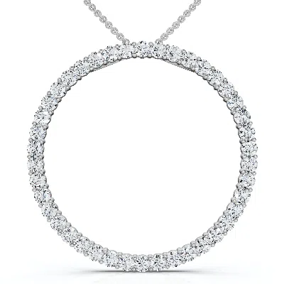 Pompeii3 3/4ct Circle Diamond Pendant 14k White Gold Lab Grown In Silver